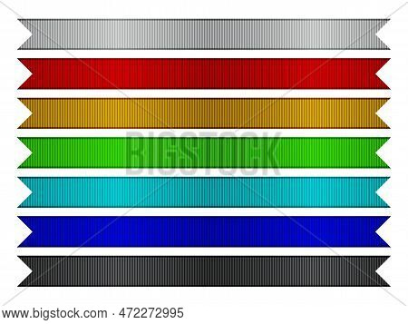Ribbons Set With Grosgrain Texture And Different Colors, 3d Realistic Fabric Wide Sampler