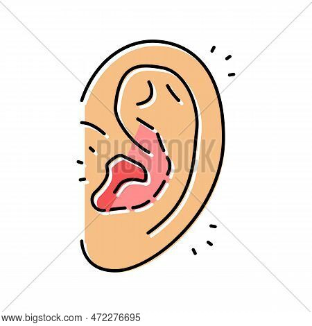 Ear Pain Body Ache Color Icon Vector. Ear Pain Body Ache Sign. Isolated Symbol Illustration