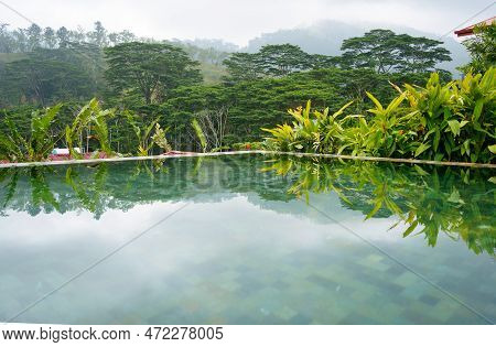 Beautiful Outdoor Pool With View On Forest In Kandy, Sri Lank. High Quality Photo