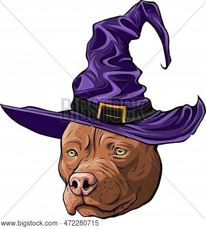 Cute Dog Use Hat Wizard Mascot Design