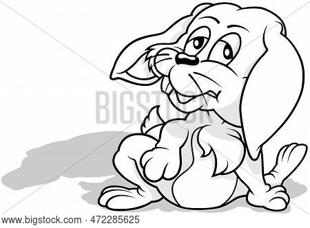 Drawing Of A Tired And Sleepy Bunny - Cartoon Illustration Isolated On White Background, Vector