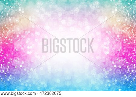 Fun Rainbow Color Glitter Sparkle Confetti Background, Happy Birthday Party Invite, Kid Princess Mer