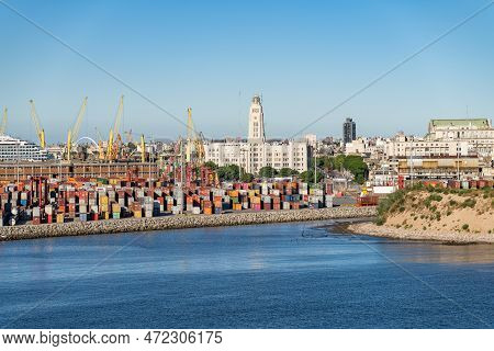 Montevideo, Uruguay - 5 February 2023: National Customs Adminstration With Thousands Of Shipping Con