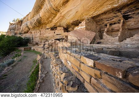 Looking Down The Front Wall Of Mug House In Mesa Verde National Park