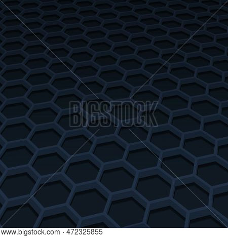 Perspective Dark Navy Hexagonal Background. Vector Illustration Background.