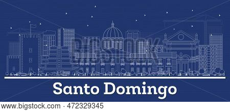 Outline Santo Domingo Dominican Republic City Skyline With White Buildings. Vector Illustration. Bus