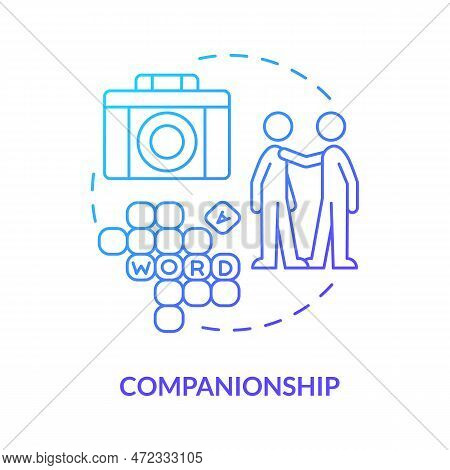 Companionship Blue Gradient Concept Icon. Support Patient. Personal Care And Companionship Service A