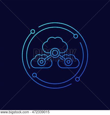 Cloud Services Or Saas Icon, Linear Design