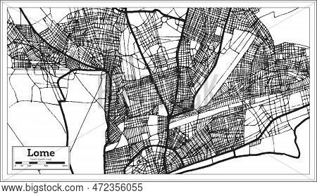 Lome Togo City Map In Retro Style. Outline Map. Vector Illustration.