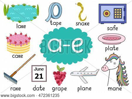 A-e Digraph Spelling Rule Educational Poster Set For Kids