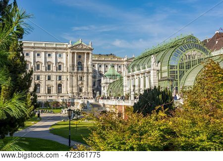 Burggarten Park With Butterfly House And Hofburg Palace, Vienna, Austria