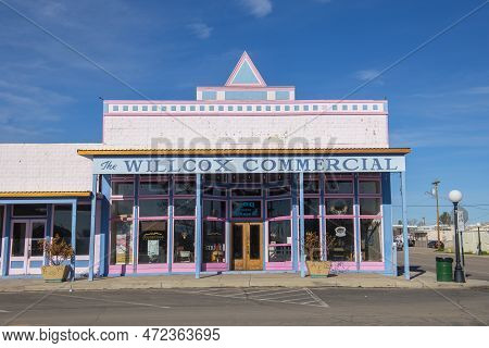 Willcox, Az, Usa - Jan. 19, 2023: Willxon Commercial Building At 180 N Railroad Avenue In Historic C
