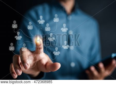 Businessman Touching To Access System. Web Developer, Web Master, Web Design, Web Development, Progr