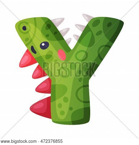 Y Vowel Letter Dino Font. Dinosaur Alphabet, Cute Dino Effect Green Letter Sign, Abc For Kids, Nurse
