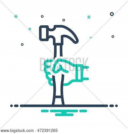 Mix Icon For Handy Useful Convenient Easy-to-use Hold Hammer Tool Services Construction