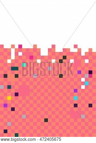 Abstract Background Constructed With Colorful Rectungles In A Pixel Art Style.