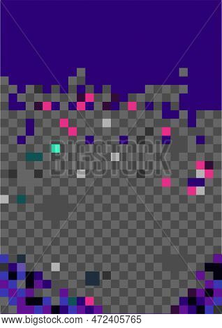 Abstract Background Constructed With Colorful Rectungles In A Pixel Art Style.