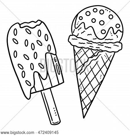 A Cute And Funny Coloring Page For Ice Cream. Provides Hours Of Coloring Fun For Children. Color, Th