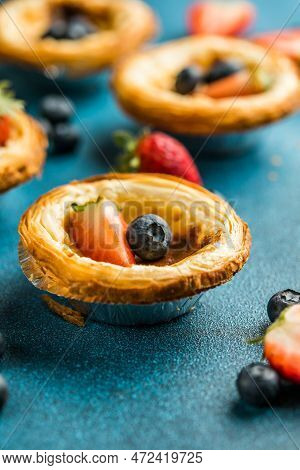 Traditional Portuguese Egg Tart Dessert Pasteis Pastel De Nata Or Pasteis De Belem
