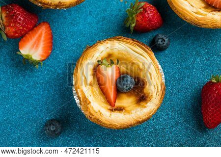 Traditional Portuguese Egg Tart Dessert Pasteis Pastel De Nata Or Pasteis De Belem