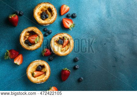 Traditional Portuguese Egg Tart Dessert Pasteis Pastel De Nata Or Pasteis De Belem