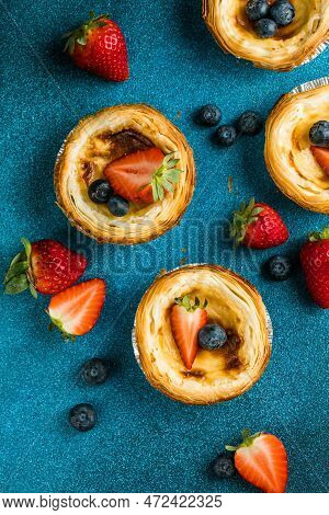Traditional Portuguese Egg Tart Dessert Pasteis Pastel De Nata Or Pasteis De Belem