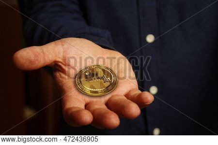 Fight Out Crypto Fght Cryptocurrency Golden Coin 3D Illustration