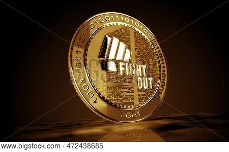 Fight Out Crypto Fght Cryptocurrency Golden Coin 3D Illustration