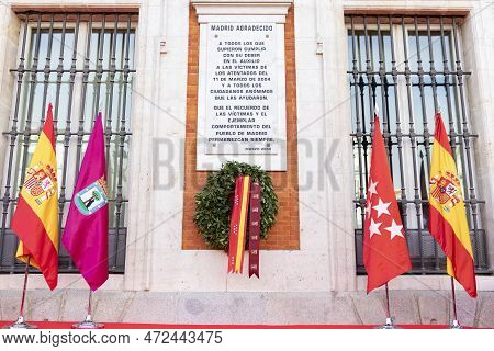 11 M. Attempt. 11-m Madrid Bombings. Commemorative Act Of The Community Of Madrid In The Puerta Del 