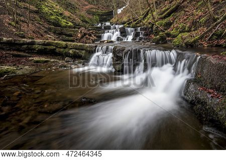 Beautiful Peaceful Landscape Image Of Scaleber Force Waterfall In Yorkshire Dales In England During 
