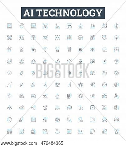 Ai Technology Vector Line Icons Set. Ai, Technology, Artificial, Intelligence, Machine, Learning, Al