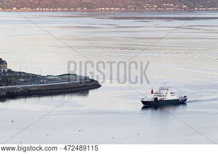Ferry Arriving At Gourock From Dunoon In Scotland