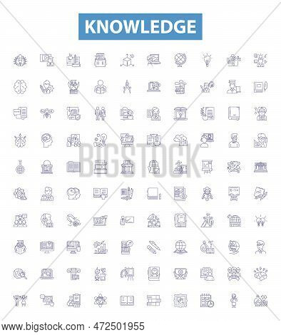 Knowledge Line Icons, Signs Set. Understand, Learn, Wisdom, Realize, Insight, Cognition, Master, Acq