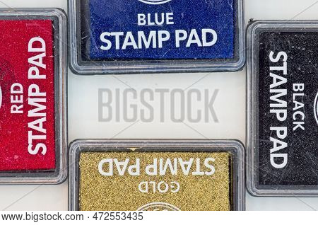 Colored Ink Stamp Pads In A Square