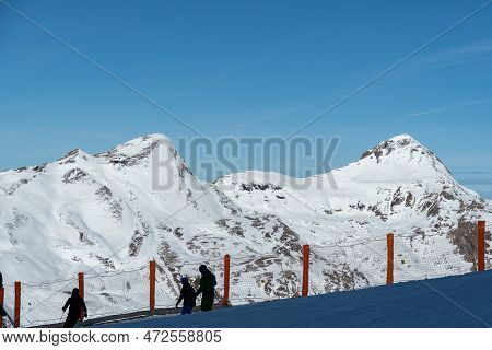 Eigergletscher, Canton Bern, Switzerland, February 11, 2023 Incredible Beautiful View Over The Snow 