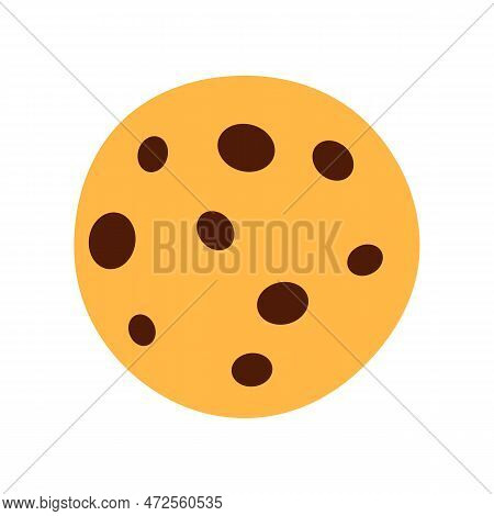 Chocolate Chip Cookie Flat Icon Isolated On White Background. Traditional Baked Treat Symbol Or Logo