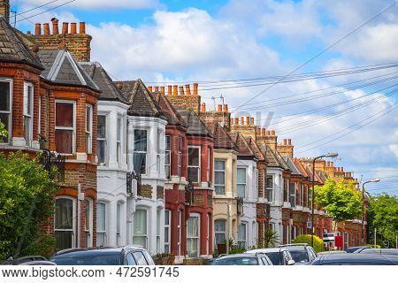A Row Of Typical British Terraced Houses Around Kensal Rise In London