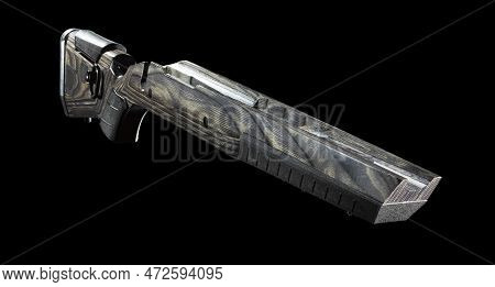 Wood Stock For A Bolt Action Rifle On A Black Background