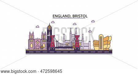 United Kingdom, Bristol Tourism Landmarks, Vector City Travel Illustration