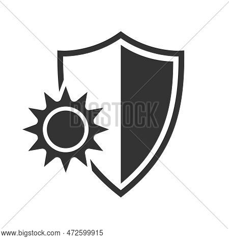 Shield Sun Resistant Graphic Icon. Sun Protection And Uv Resistant Sign Isolated On White Background