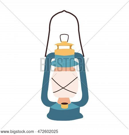 Kerosine Lamp In A Cartoon Flat Style