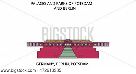 Germany, Potsdam City Tourism Landmarks, Vector City Travel Illustration