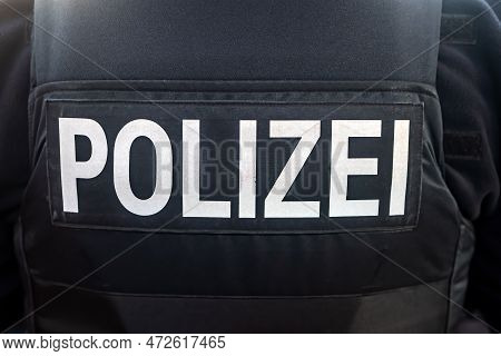 Polizei Inscription On German Police Officer (polizei Means Police In German Language) Bulletproof V