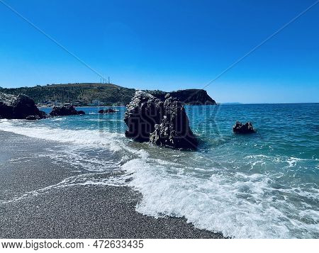 Rocky Beach And Crystal Turquoise Water Of Ionian Sea In Albania.