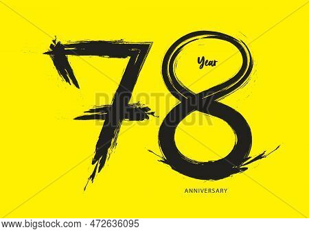 78 Year Anniversary Celebration Logotype On Yellow Background, 78 Number Design, 78th Birthday Invit