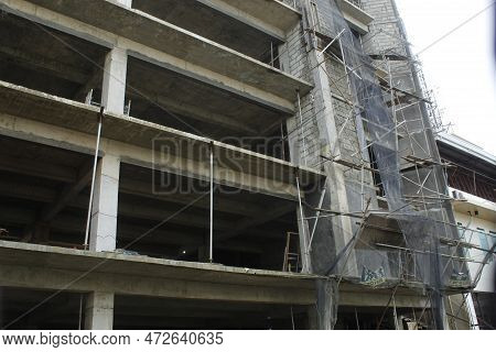 Tower Layer Floor Of High Rise Building In Construction Site Summer Blu Sky Construction Site, Build