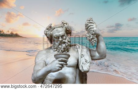 Greek God Bacchus, Marble Statue