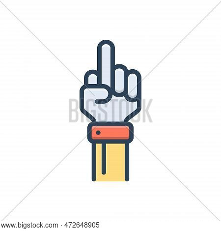 Color Illustration Icon For Fucked Hand Provocation Raised Hands-up Copulate Impolite Gesture Finger
