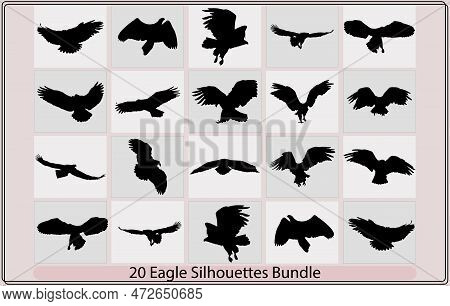 Silhouette Of An Eagle Vector,eagle Icon Illustration,eagle Silhouette,eagle Illustration Symbol. Ea