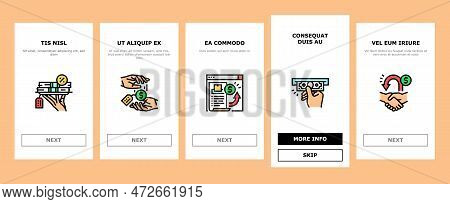 Payment Bank Money Finance Card Onboarding Mobile Vector. Business Online, Credit Mobile, Pay Buy, C